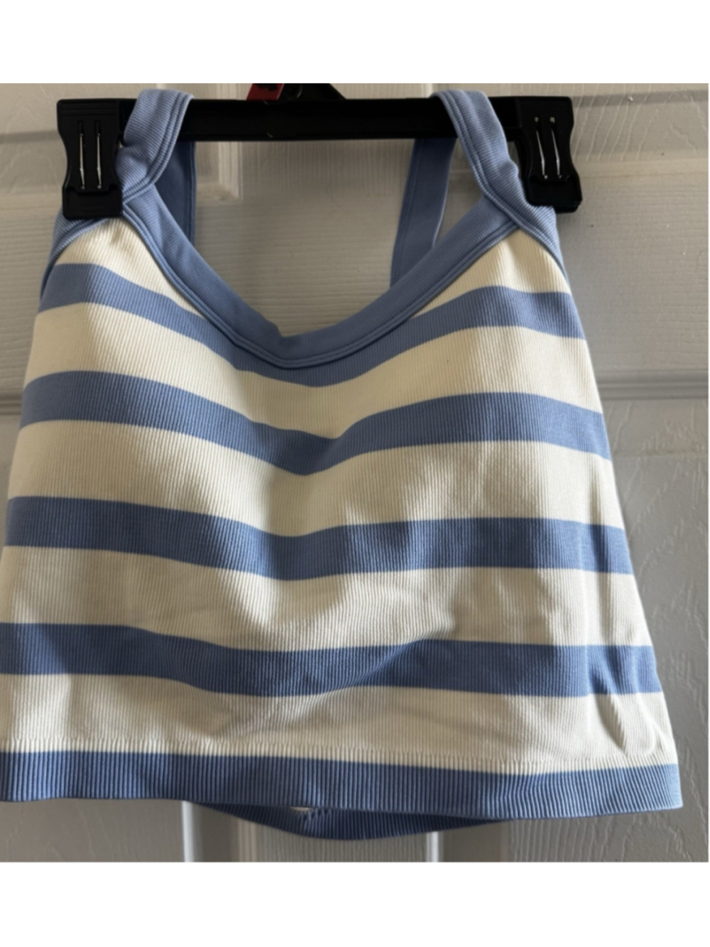 JoyLab XL Blue White Striped Tank Top Removable Pads Moisture Wicking Athletic